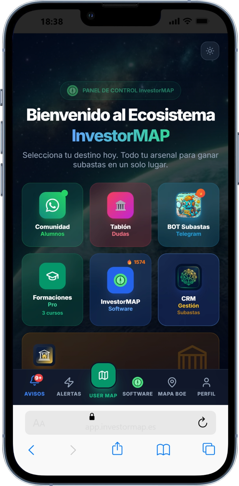 InvestorMAP Dashboard Móvil